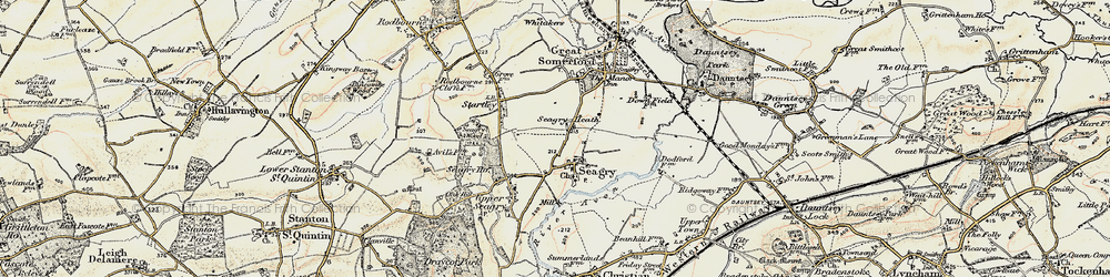 Old map of Seagry Heath in 1898-1899