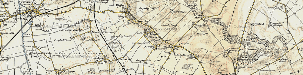 Old map of Searby in 1903-1908