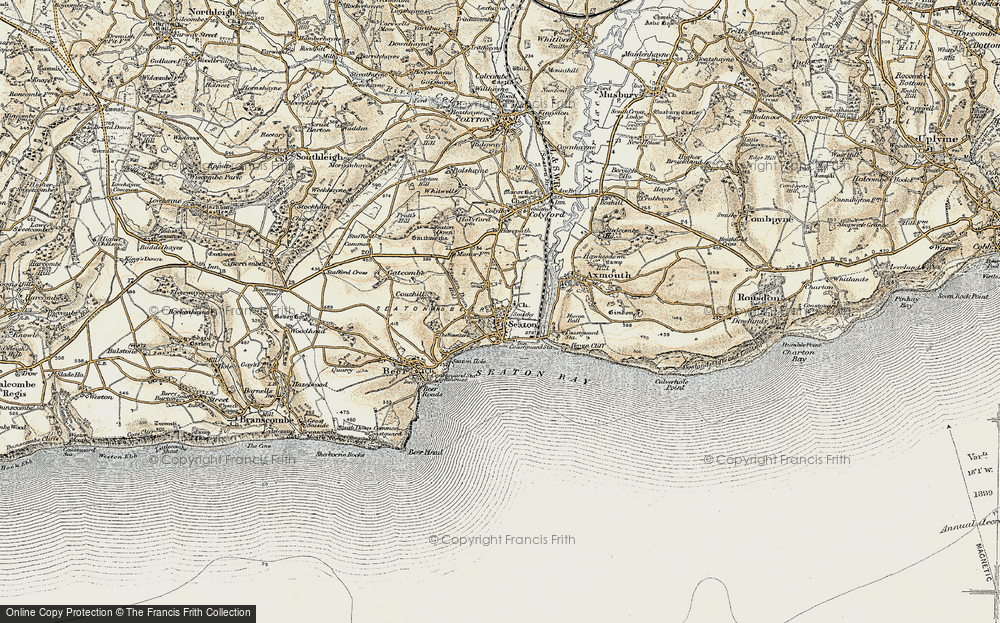 Old Map of Seaton, 1899 in 1899