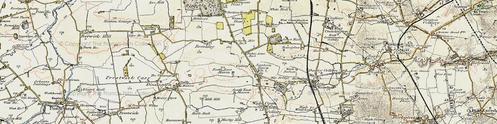 Old map of Seaton Burn in 1901-1903