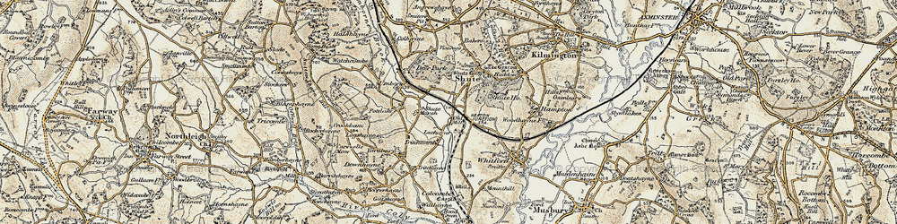 Old map of Seaton Junction in 1898-1900