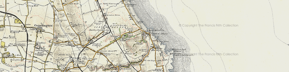 Old map of Seaton Sluice in 1901-1903