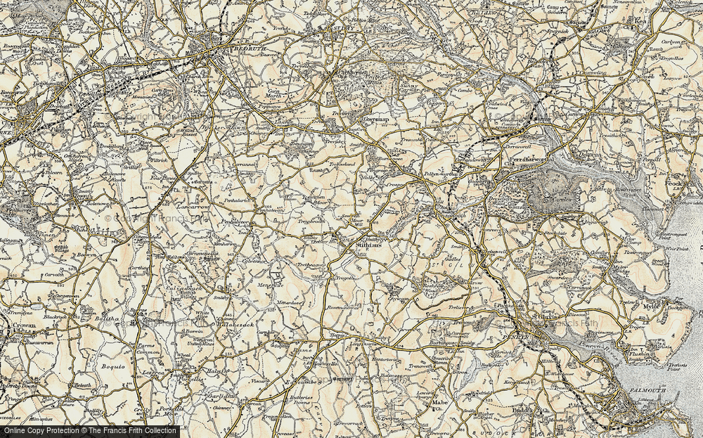 Old Map of Historic Map covering Kennall Vale in 1900