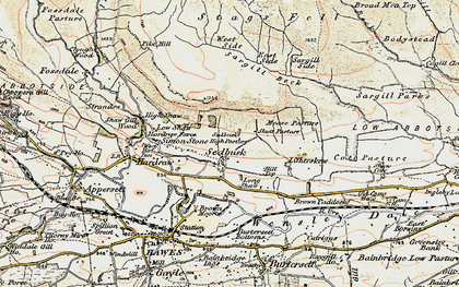 Old map of Sedbusk in 1903-1904