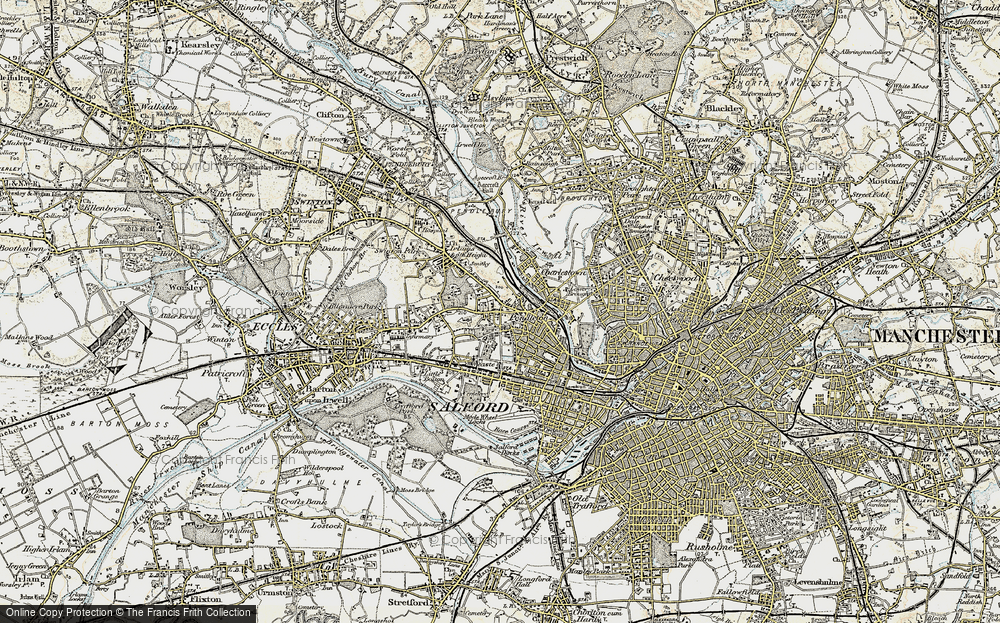 Old Map of Historic Map covering Salford in 1903
