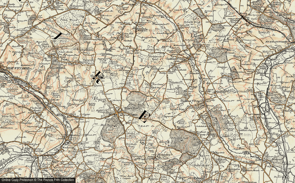 Old Map of Historic Map covering Birchen Spring in 1897-1898