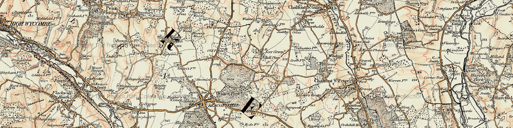 Old map of Birchen Spring in 1897-1898