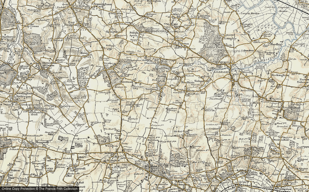 Old Map of Historic Map covering Langhale Ho in 1901-1902