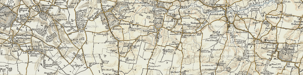 Old map of Langhale Ho in 1901-1902