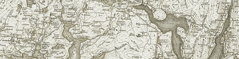 Old map of Burn of Selivoe in 1911-1912