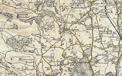 Old map of Selattyn in 1902-1903