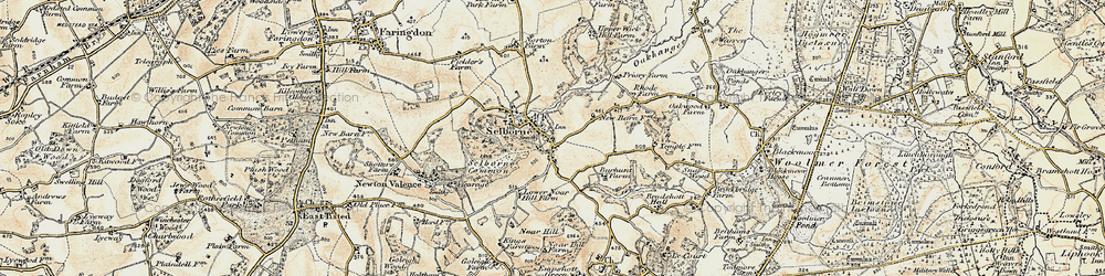 Old map of Selborne in 1897-1900