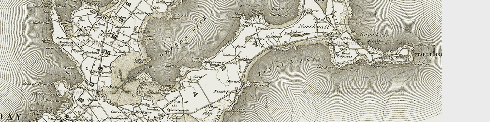 Old map of Bay of Lopness in 1912