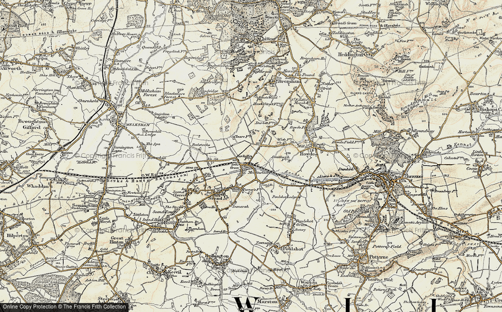 Old Map of Historic Map covering Rowde Hill Fm in 1898-1899