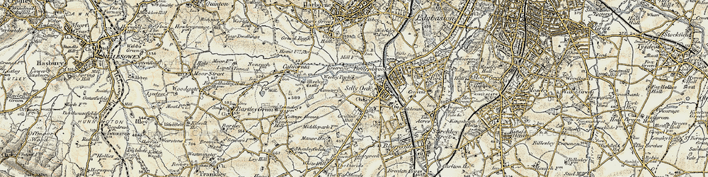 Old map of Selly Oak in 1901-1902