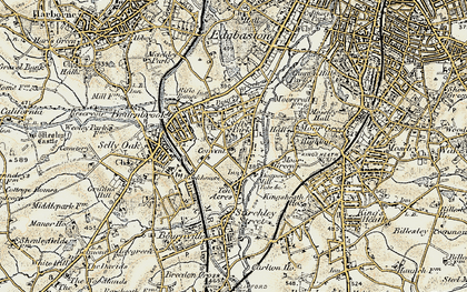 Old map of Selly Park in 1901-1902