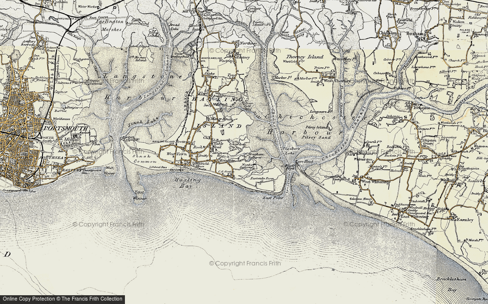 Old Map of Historic Map covering Chichester Harbour in 1897-1899
