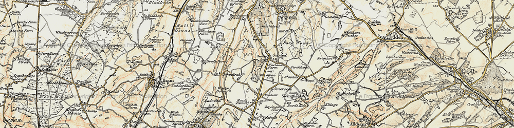 Old map of Selsted in 1898-1899