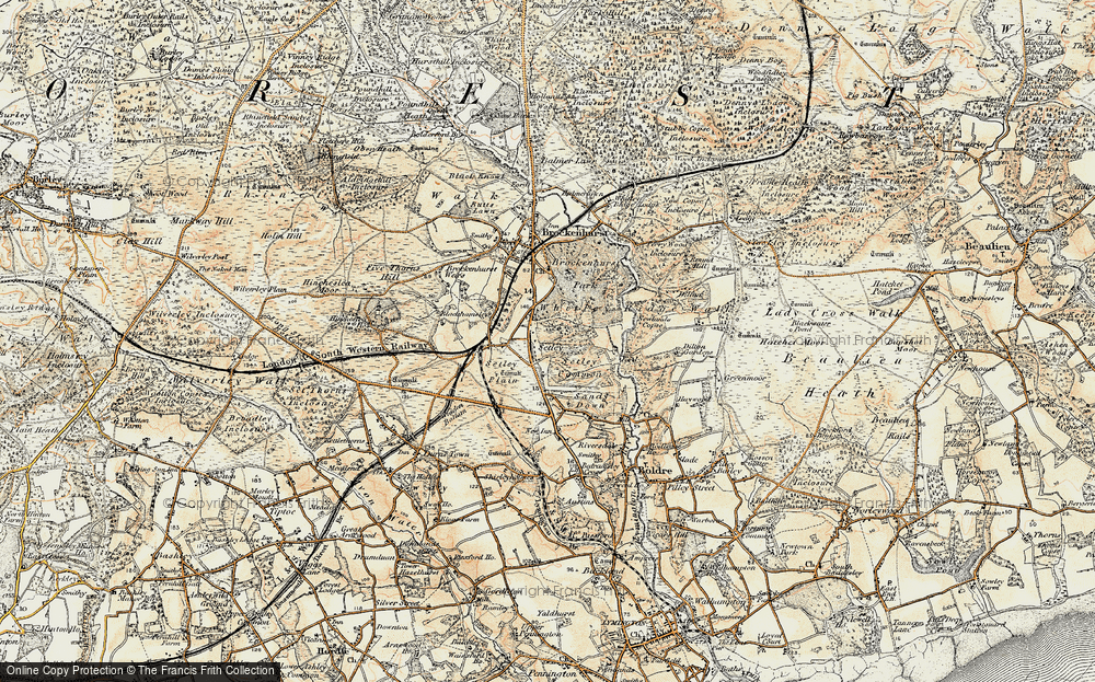Old Map of Historic Map covering Brockenhurst Park in 1897-1909