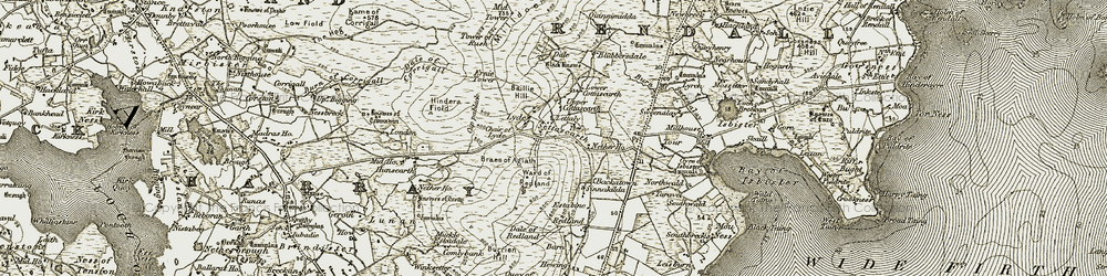 Old map of Burrien Hill in 1911-1912