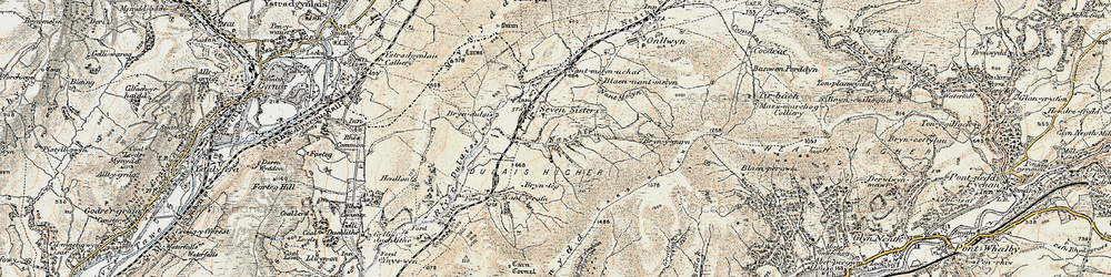 Old map of Bryndulais in 1900-1901