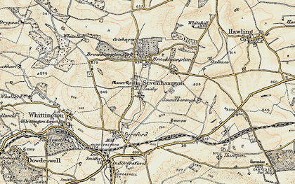 Old map of Sevenhampton in 1898-1900