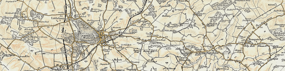 Old map of Sewards End in 1898-1901