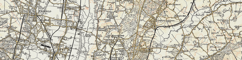 Old map of Sewardstonebury in 1897-1898