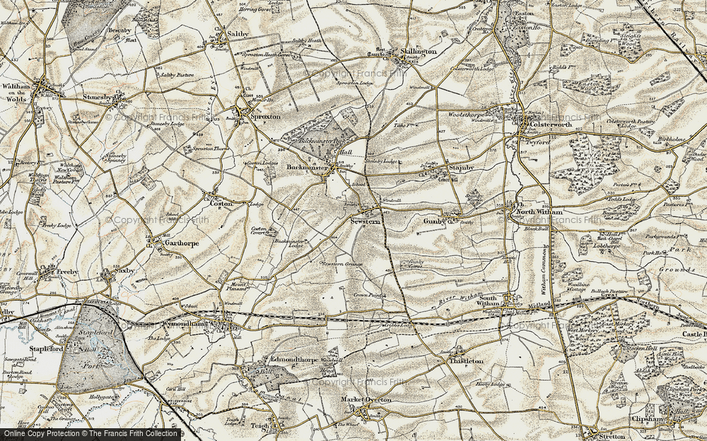 Old Map of Historic Map covering Buckminster Lodge in 1901-1903