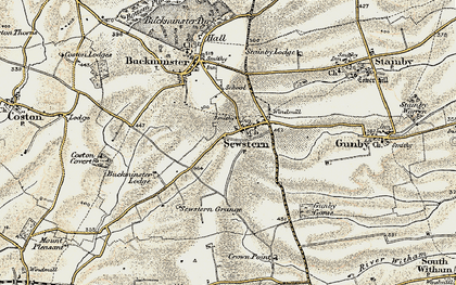 Old map of Buckminster Lodge in 1901-1903