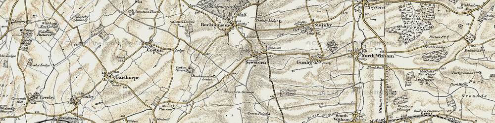 Old map of Sewstern in 1901-1903
