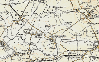 Old map of Shabbington in 1898-1899