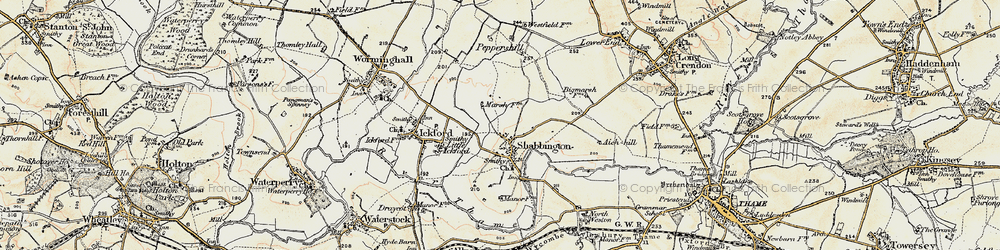 Old map of Shabbington in 1898-1899