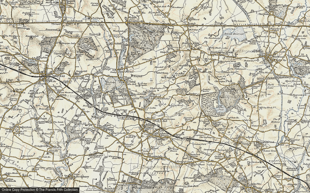 Old Map of Historic Map covering White Ladies Priory in 1902