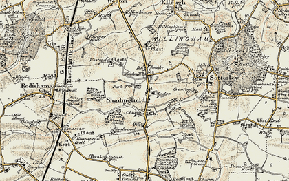 Old map of Shadingfield in 1901-1902