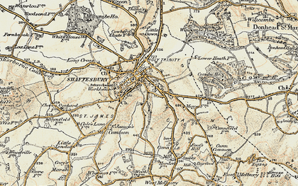 Old map of Shaftesbury in 1897-1909
