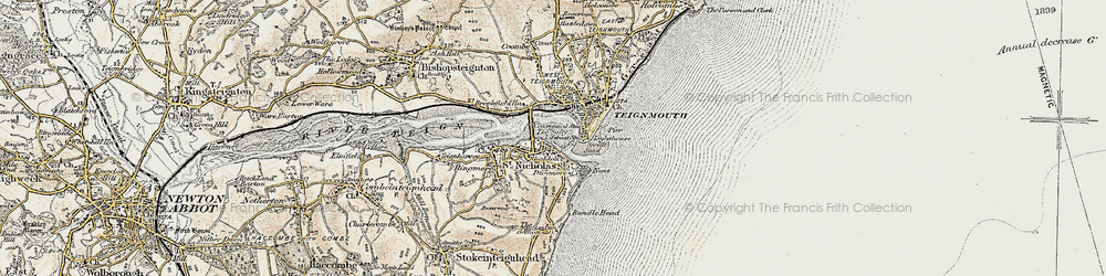 Old map of Shaldon in 1899