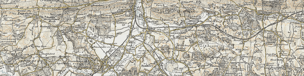 Old map of Shalford in 1898-1909