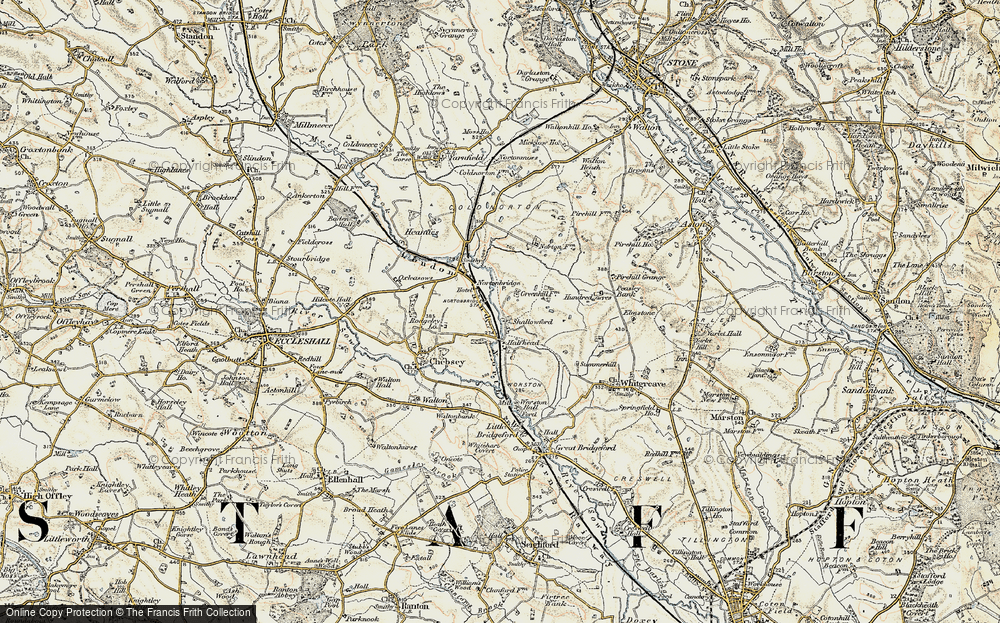 Old Map of Shallowford, 1902 in 1902