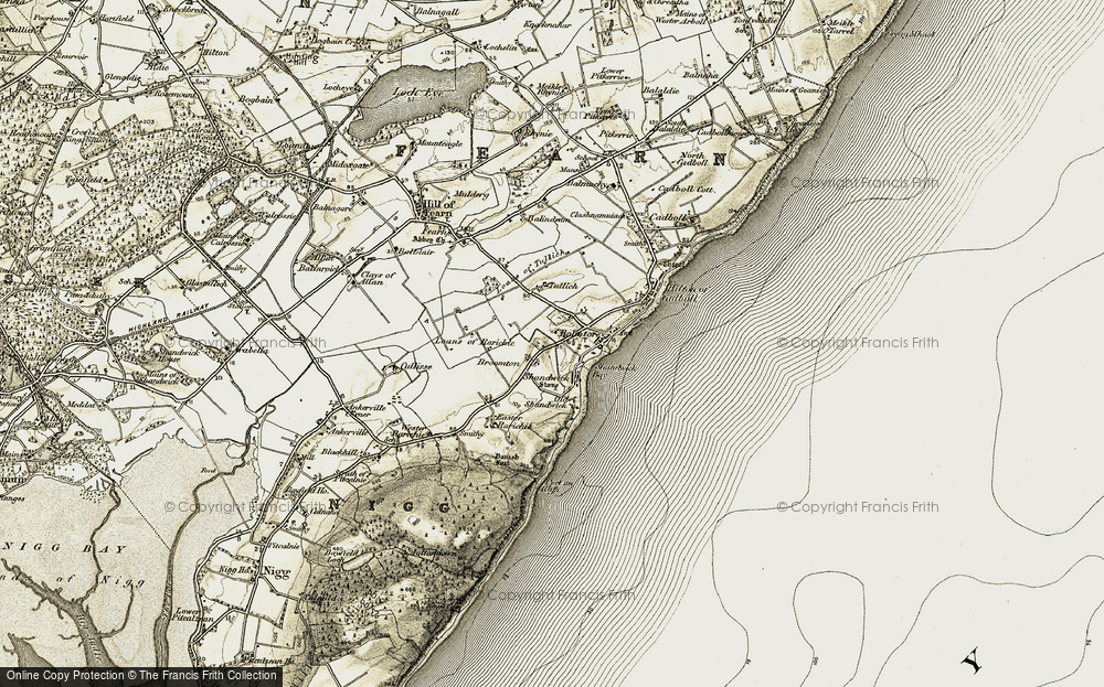 Old Map of Historic Map covering Broomton in 1911-1912