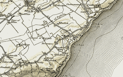 Old map of Shandwick in 1911-1912