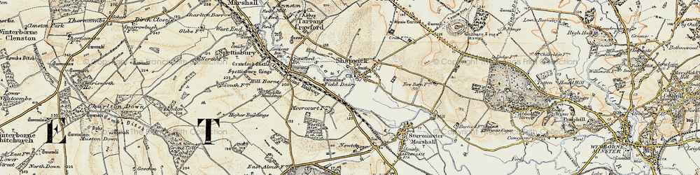 Old map of Shapwick in 1897-1909
