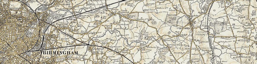 Old map of Shard End in 1901-1902