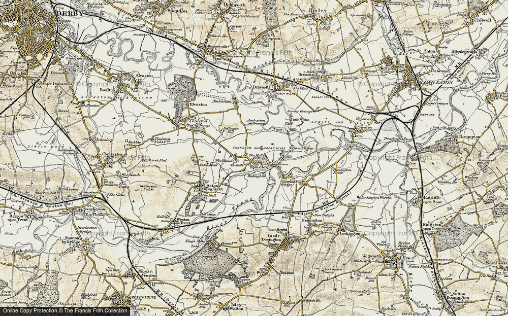 Old Map of Historic Map covering Ambaston Grange in 1902-1903
