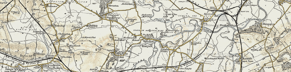Old map of Shardlow in 1902-1903