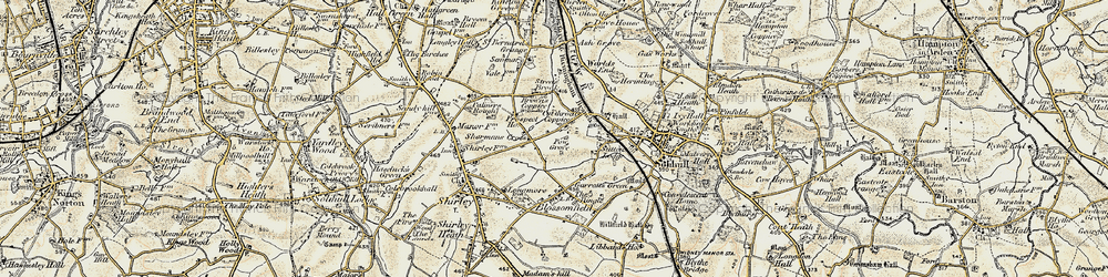 Old map of Sharmans Cross in 1901-1902