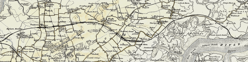 Old map of Sharnal Street in 1897-1898