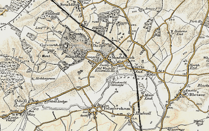Old map of Sharnbrook in 1898-1901