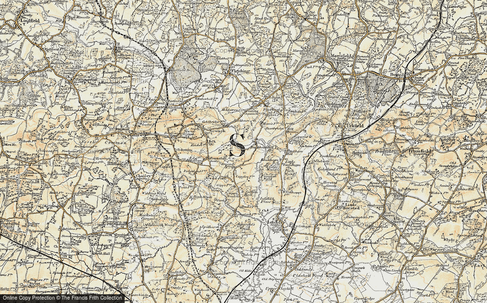 Old Map of Historic Map covering Buckham Hill Ho in 1898