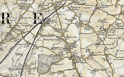 Old map of Sharpway Gate in 1899-1902